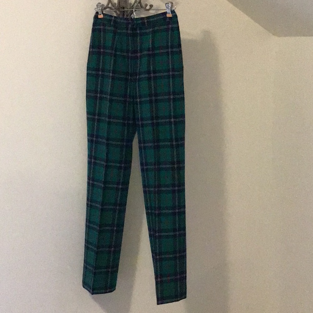 Pendleton Wool Plaid Lined Pants 6 Green P…